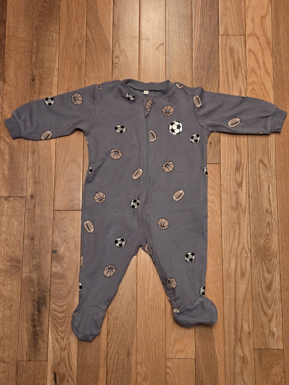5/$20 Pekkle 3M Sports Theme Onsie Zip Up Footed Sleeper Pajamas